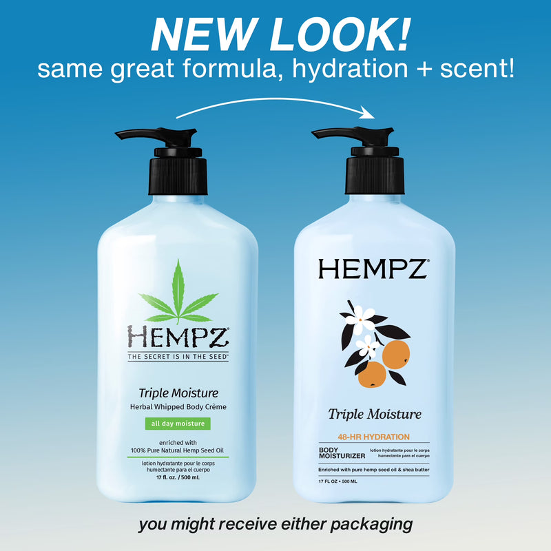 Hempz Triple Moisture Hydrating Body Lotion for Mature & Dry Skin, 17 fl oz