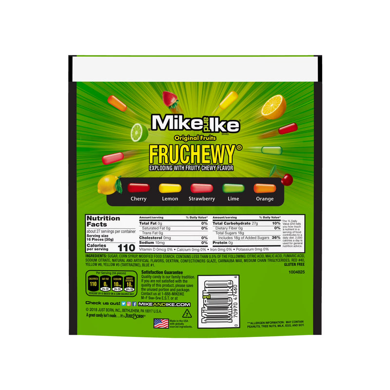 Mike and Ike Original Fruits Chewy Candy, 28.8 ounce Stand Up Bag, 1 count