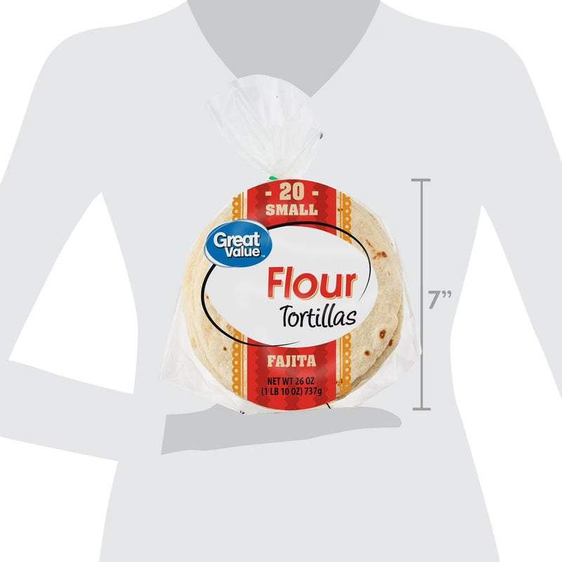 Great Value Small Fajita Flour Tortillas, 26 oz, 20 Count