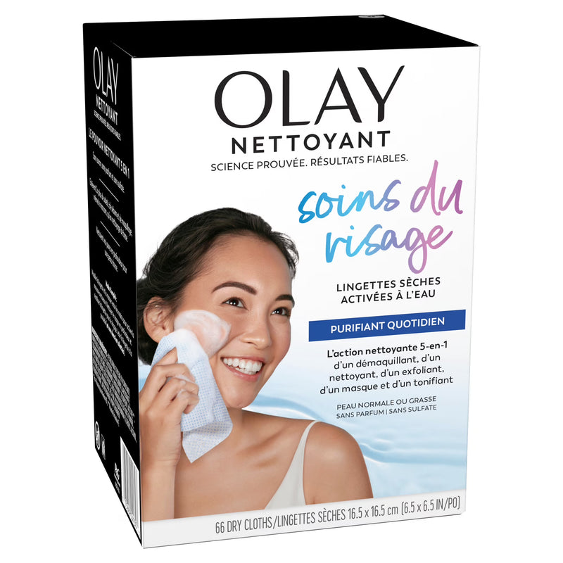 Olay Daily Facials Deeply Purifying Cleansing Cloths, Gentle Makeup Remover, Fragrance-Free, 66 Count