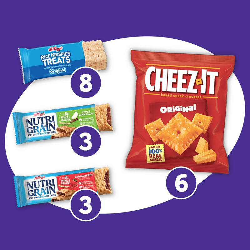 Kellogg's Variety Pack Chewy Assorted Snacks, Ready-to-Eat, Lunch Snacks, 19.9 oz, 20 Count