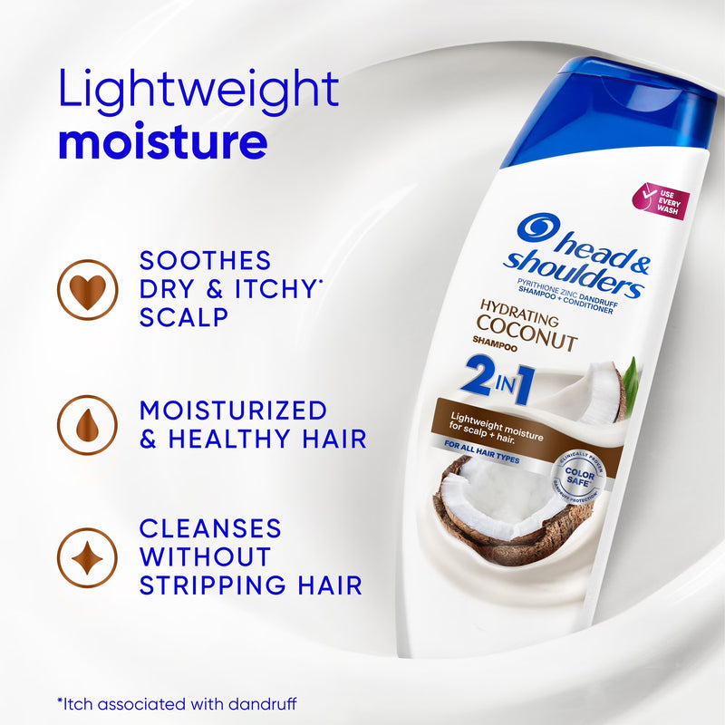 Head and Shoulders 2 in 1 Dandruff Shampoo and Conditioner, Hydrating Coconut, 28.2 fl oz