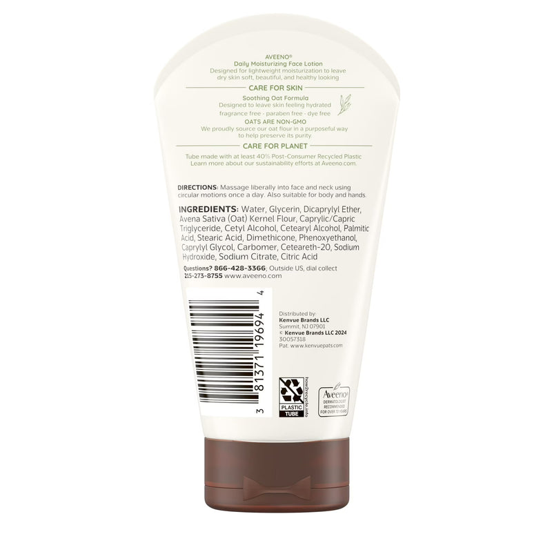 Aveeno Daily Moisturizing Face Lotion with Oat for Dry Skin, 5 fl oz