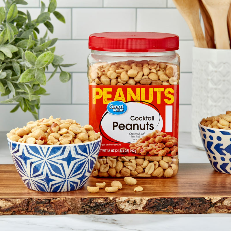Great Value Roasted & Salted Cocktail Peanuts, 35 oz