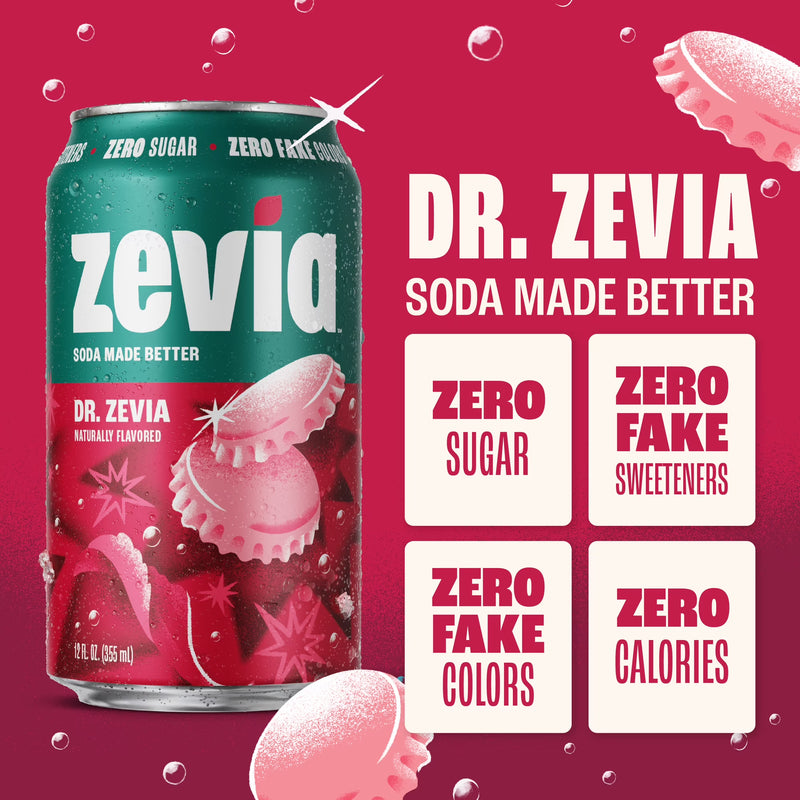 (3 pack) (3 pack) (3 Packs) Zevia Zero Calorie, No Sugar Dr. Zevia Soda Pop, 12 fl oz, 8 Pack Cans