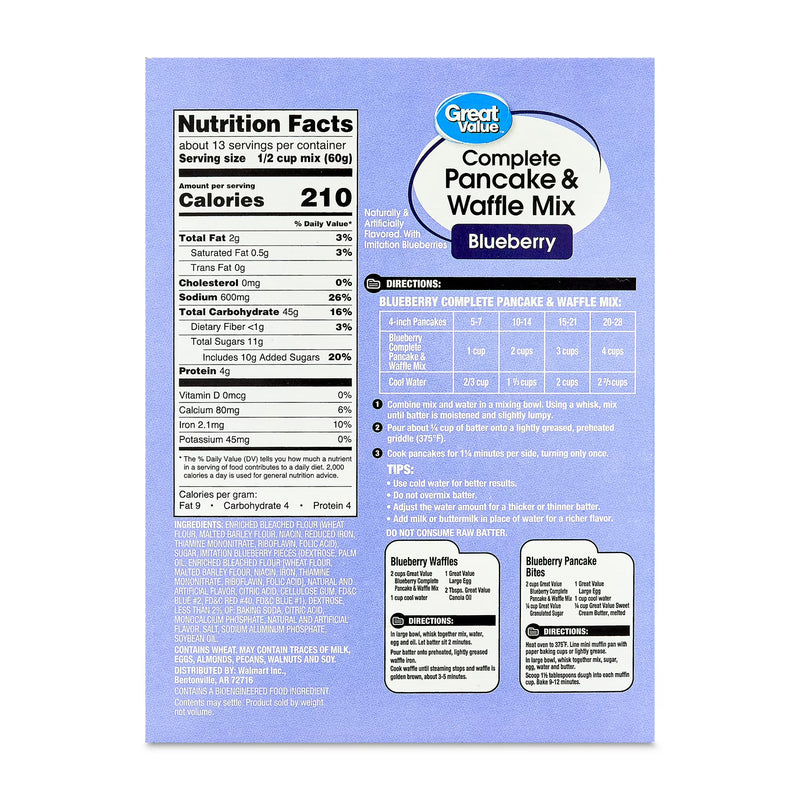 Great Value Complete Blueberry Pancake & Waffle Mix, 28 oz