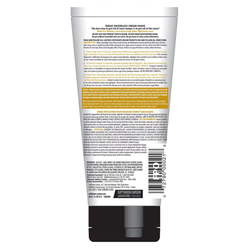 Magic Razorless Shave Cream Sensitive Skin for Hair Removal, Depilatory Cream - 6oz
