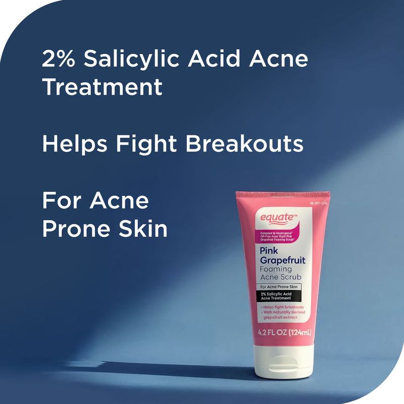 Equate Pink Grapefruit Foaming Acne Scrub, 4.2 fl oz