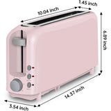 2-Slice Slim Toaster, 6 Shade Settings with Cancel, Reheat & Defrost, 10" Long Slot, Auto Shut off, Removable Crumb Tray, Pink