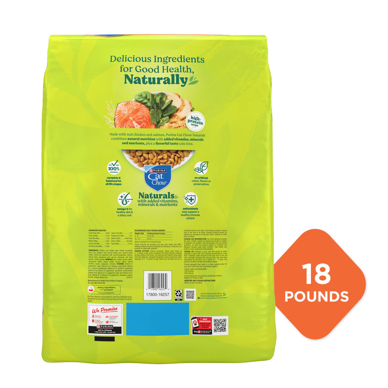 Purina Cat Chow Naturals Chicken Flavor Dry Cat Food, 18 lb Bag