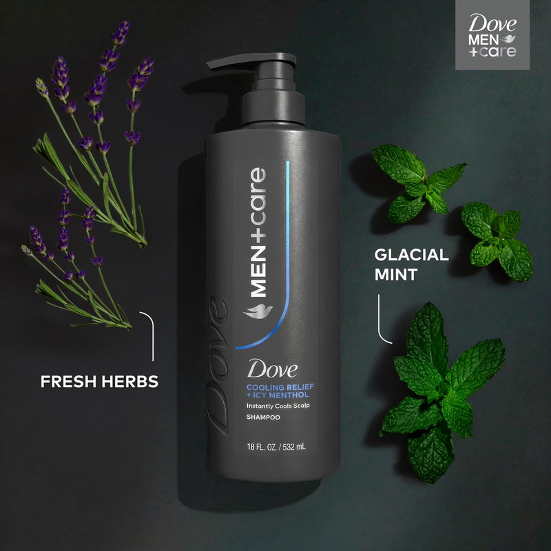 Dove Men+Care Shampoo for Instantly Cools Scalp Cooling Relief with Icy Menthol, 18 fl oz 1 Count