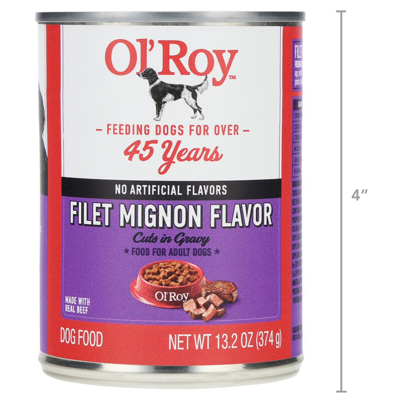 Ol' Roy Filet Mignon Flavor Cuts in Gravy Wet Dog Food, 13.2 oz Can