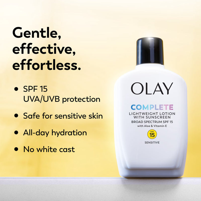 Olay Skin Care Complete Daily Face Lotion for Sensitive Skin, SPF 15 Sun Protection, 6 oz