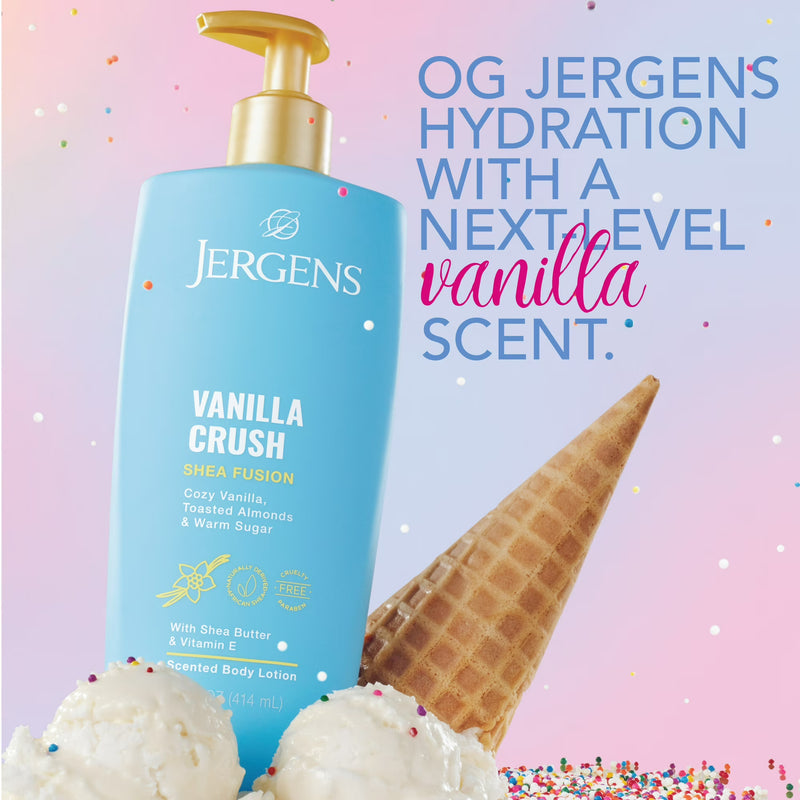 Jergens Shea Fusion Vanilla Crush Scented Body Lotion, Moisturizer for Dry Skin, 14 fl oz