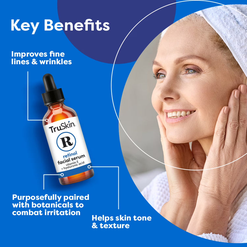 TruSkin Retinol Face Serum, Gentle Anti-Aging with Peptides & Hyaluronic Acid, 1 fl oz