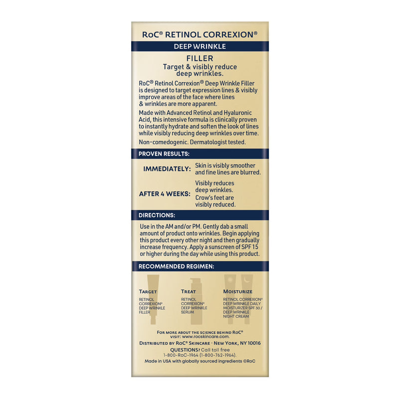 RoC Retinol Correxion Deep Wrinkle Filler for Fine Lines and Anti-Aging, 1.0 fl oz