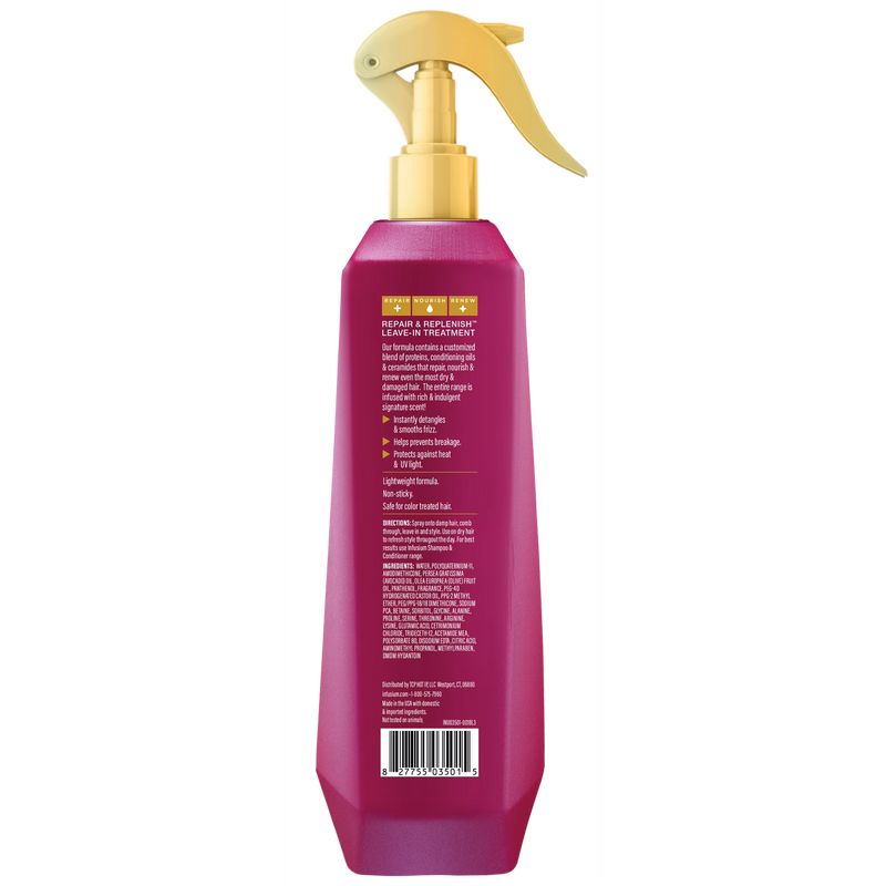 Infusium Repair & Replenish Leave-in Treatment Spray for All Hair Types, with Niacinamide, Argan Oil & Ceramides, 13 fl oz
