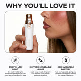 KENZZI 2-in-1 Rechargeable Women’s Face Electric Shaver and Facial Hair Remover with Eyebrow Trimmer, White and Rose Gold