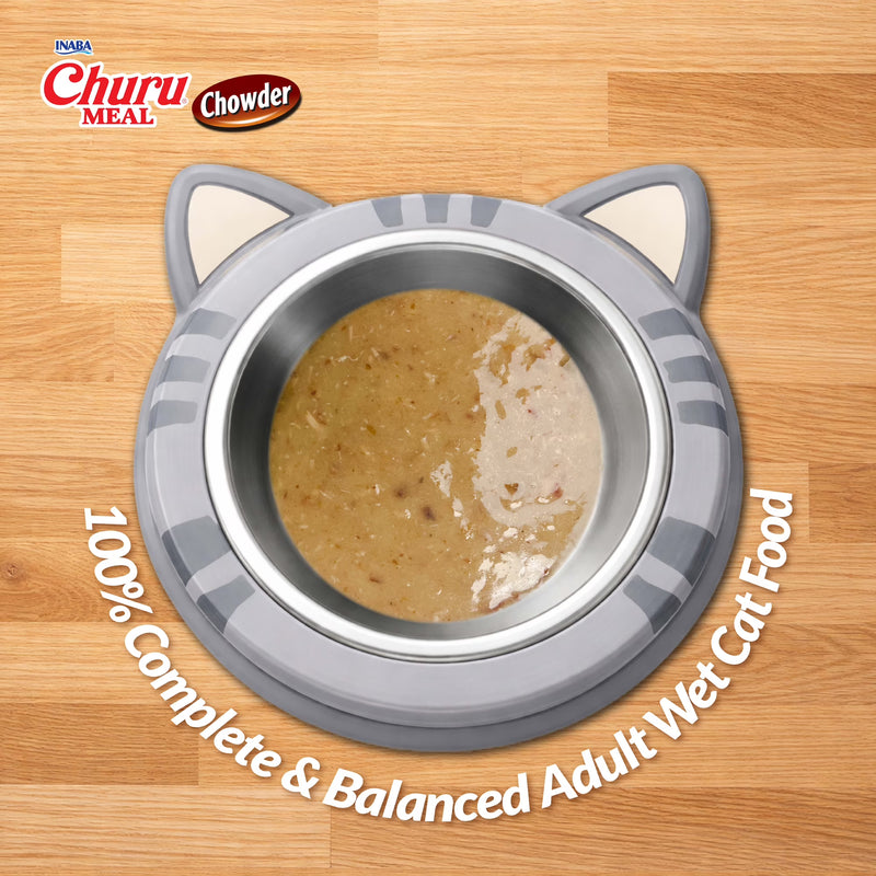 INABA Churu Meal Chowder Adult Wet Cat Food, 2.29 oz cup, 12-count, Chicken Variety Pack