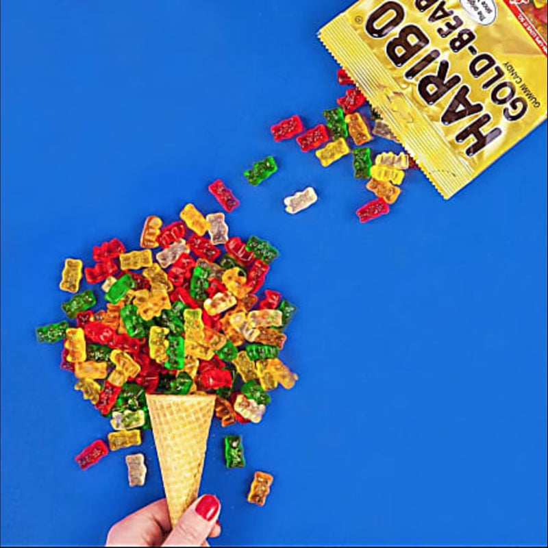 HARIBO Goldbears Gummy Bears Original Assorted Fruit Flavor Candy Gummies, Candy Tub, 22.8oz, 54ct Mini Gummy Pouches