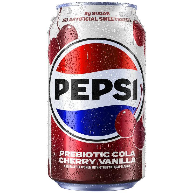 Pepsi Prebiotic Cola Soda Pop, Cherry Vanilla, 12 fl oz, 8 pack cans