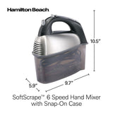 Hamilton Beach 6-Speed Electric Hand Mixer with SoftScrape Beaters, 5 Attachments & Case, Mixer for Kitchen, Black