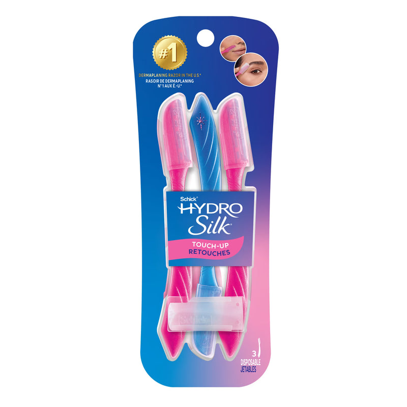 Schick Hydro Silk Touch-up Manual Dermaplaning Razor with Precision Cover, 3 Ct, Women’s Face Razor