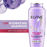 L'Oreal Paris Elvive Hyaluron Plump Hydrating Shampoo, 72H Intense Moisture, Squeeze, 13.5 fl oz