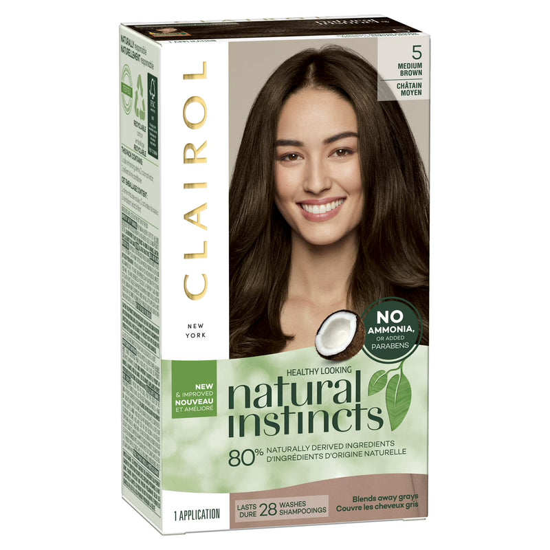 Clairol Natural Instincts Demi-Permanent Hair Color Crème 5 Medium Brown, 1 Application