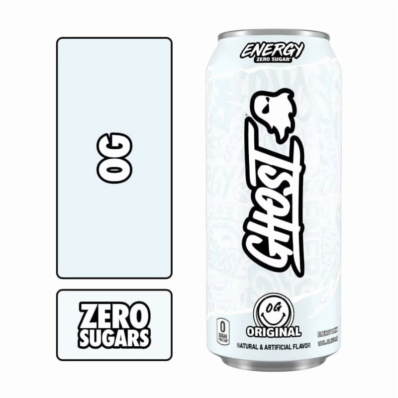 GHOST® ENERGY Zero Sugars Energy Drink, Original Flavor, 200mg Natural Caffeine, 16 fl oz, 12 Pack Cans