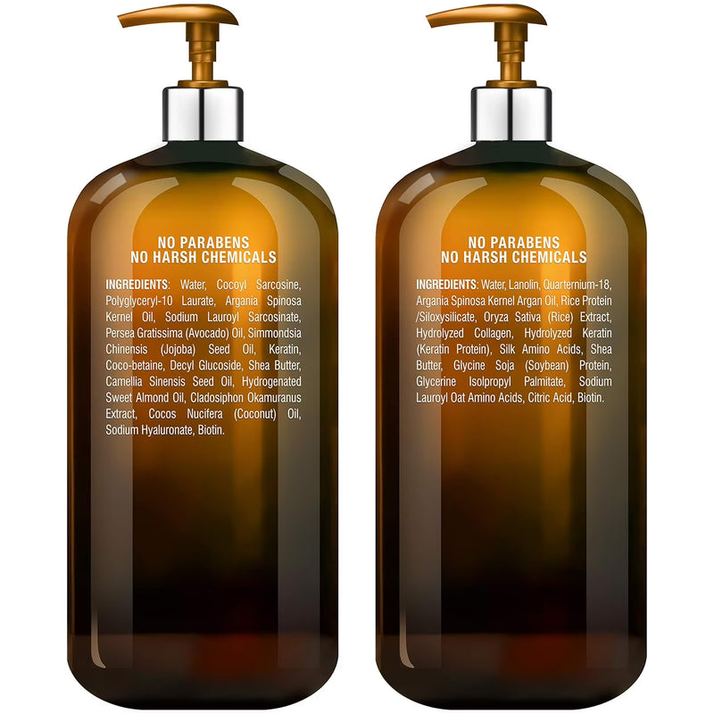 Majestic Pure Argan Oil Shampoo and Conditioner 16 fl oz Each, Improve Formula Sulfate Free, Vitamin Enriched for Men and Women, 16 fl oz Each