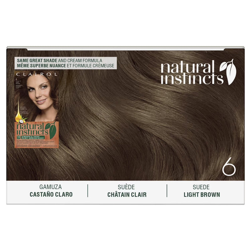 Clairol Natural Instincts Demi-Permanent Hair Color Creme, 6 Light Brown, Hair Dye, 1 Application