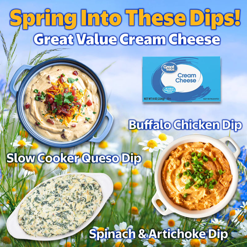 Great Value Cream Cheese Brick, 8 oz Block