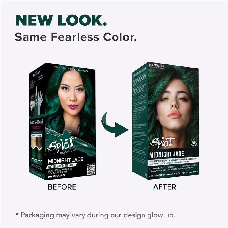 Splat Midnight Jade Hair Dye Kit, Semi-Permanent Green Hair Color for Brunettes, Vegan