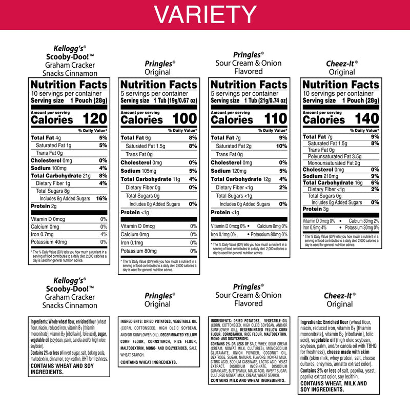 Cheez-It, Pringles, SCOOBY-DOO! Variety Pack Snacks, Lunch Snacks, 30 Count