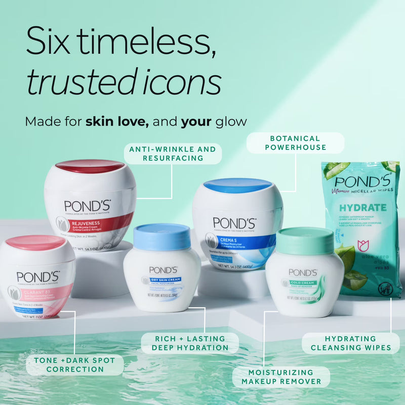 POND’S Crema S, Moisturizing Face Cream for Dry to Very Dry Skin – 14.1 oz