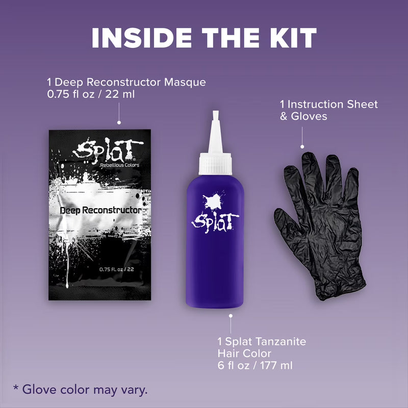 Splat Midnight Tanzanite Hair Dye Kit, Semi-Permanent Purple Hair Color for Brunettes