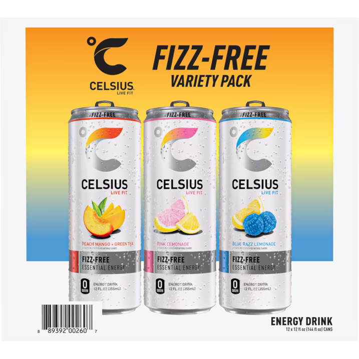 CELSIUS Fizz Free Variety Pack, Functional Energy Drink 12 fl oz (Pack of 12)