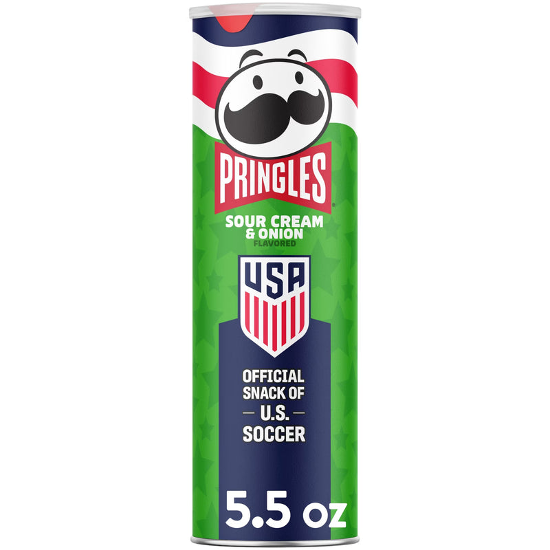 Pringles Sour Cream and Onion Potato Crisps Chips, Lunch Snacks, 5.5 oz Canister