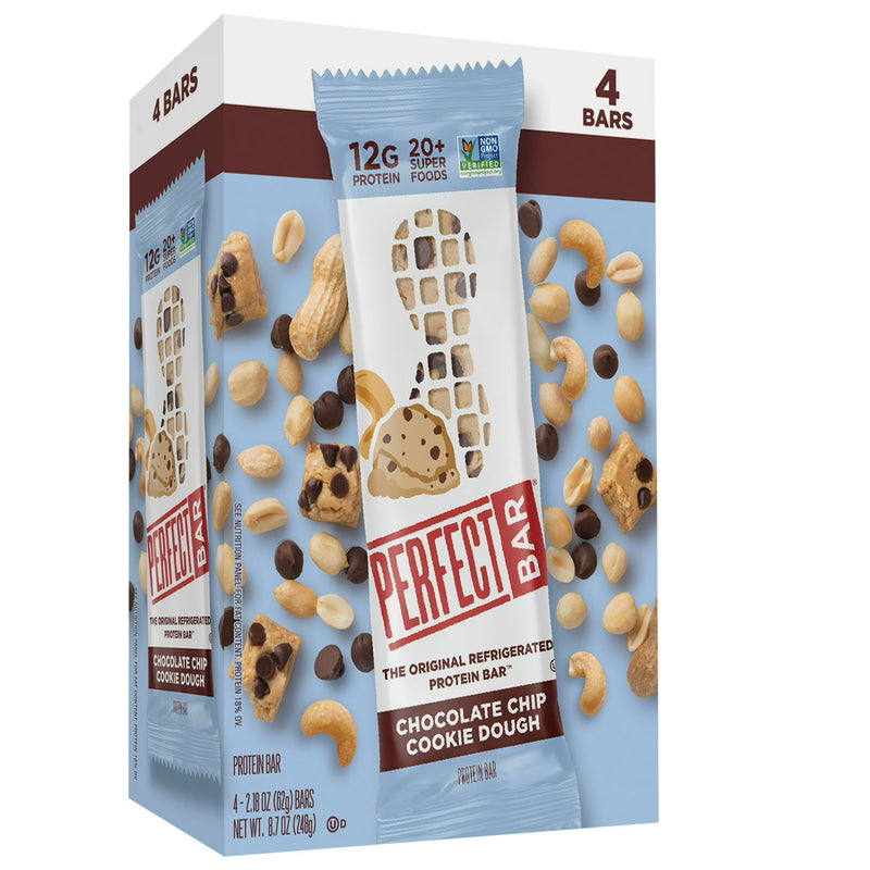 Perfect Bar Gluten-Free Chocolate Chip Cookie Dough Protein Bar, 4 count, 2.2 oz