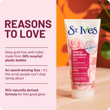 St. Ives Gentle Smoothing Face Scrub Rose Water & Aloe Vera Made with 100% Natural Exfoliants, Paraben Free, Oil-Free, Dermatologist Tested, 6 fl oz