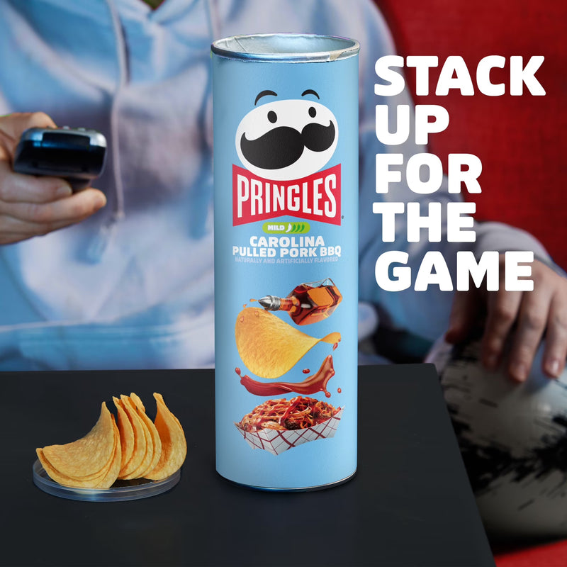 Pringles Carolina Pulled Pork BBQ Potato Crisps Chips, Lunch Snacks, 5.5 oz Canister