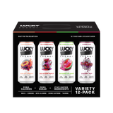 Lucky Energy Sugar Free Energy Drinks 16 oz Cans (12-pack), Variety Pack with Maca, Ginseng, Taurine, Beta-Alanine, 200mg Caffeine, Zero Calories