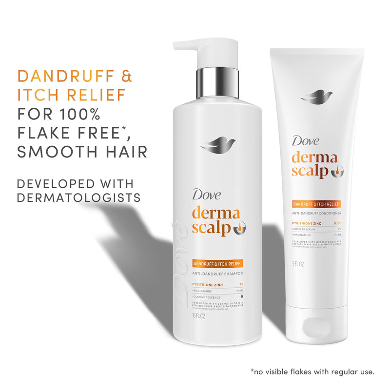 Dove Derma Scalp Dandruff & Itch Relief Conditioner with Pyrithione Zinc, Lamellar Serum and Niacinamide or Flaky, Itchy Scalp Relief 9 fl oz 1 Count