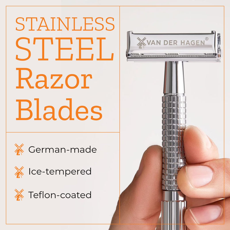 Van Der Hagen Traditional Safety 5-Blade Razor, for All Skin Types, Men, 1 Pack