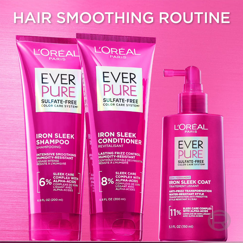 L'Oreal Paris EverPure Sulfate Free Iron Sleek Smoothing Shampoo, 6.8 fl oz