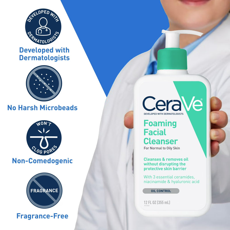 CeraVe Foaming Facial Cleanser for Normal to Oily Skin, 12 fl oz