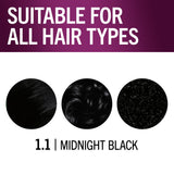 Schwarzkopf Keratin Hair Dye 1.1 Midnight Black, Permanent Hair Color, 1 Use