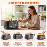 NICWIN 4 Slice Toaster, Extra Wide Slots Bread Toaster, Toast Shade Selector, Defrost & Reheat Functions for Kitchen Apartment Essentials, Black