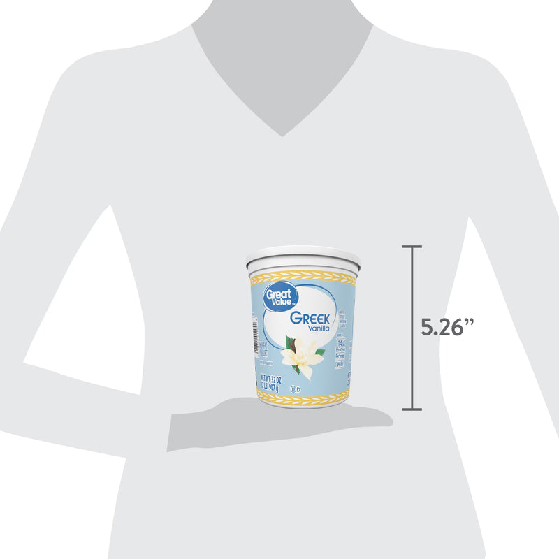 Great Value Vanilla Nonfat Greek Yogurt, 32 oz TubGreat Value Vanilla Nonfat Greek Yogurt, 32 oz Tub